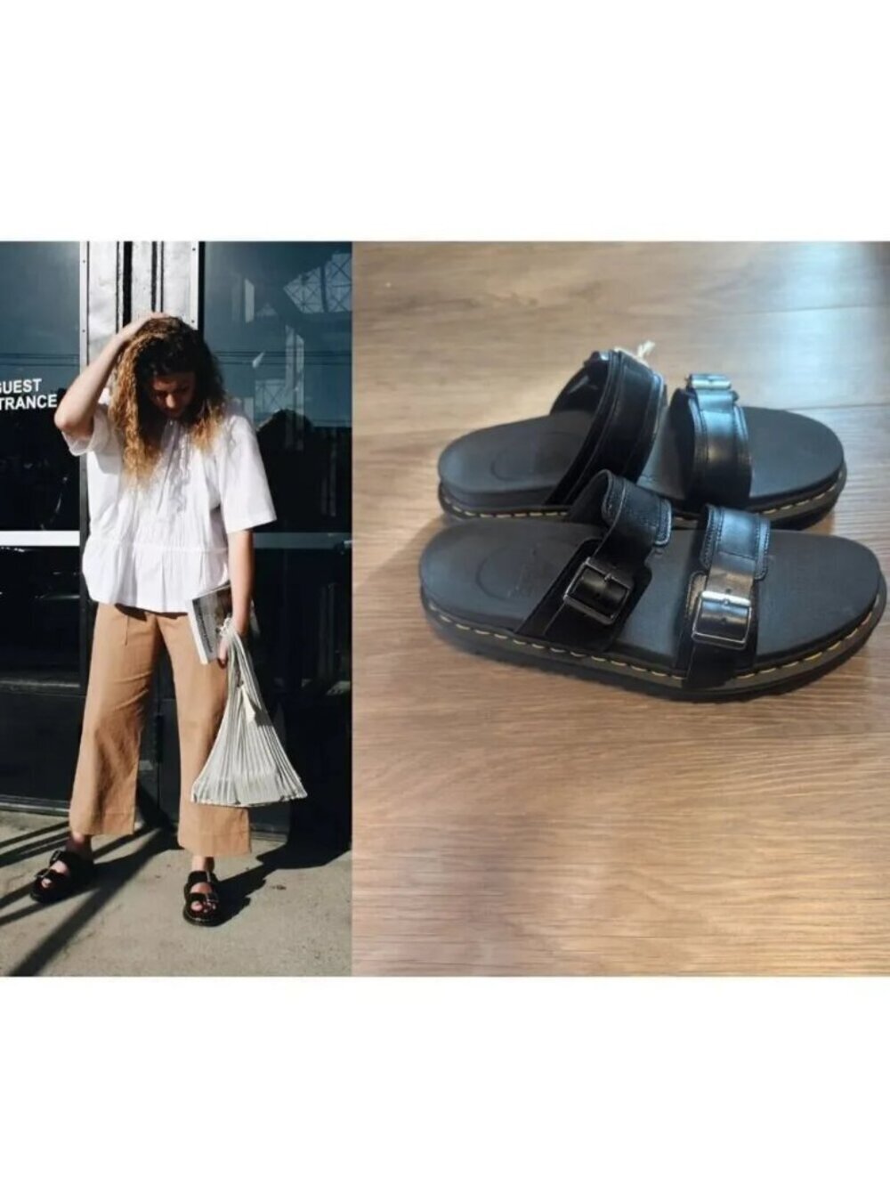 Dr. Martens | Myles Brando Leather Buckle Slide Sandals